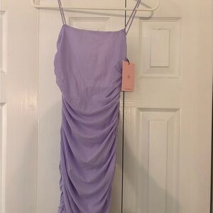 Hello Molly Lilac Ruched Mini Dress